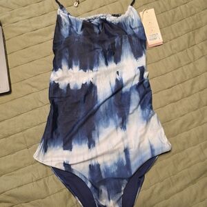 Tie-Dye Blue Scoop One-Piece Swimsuit - Women's Swimwear